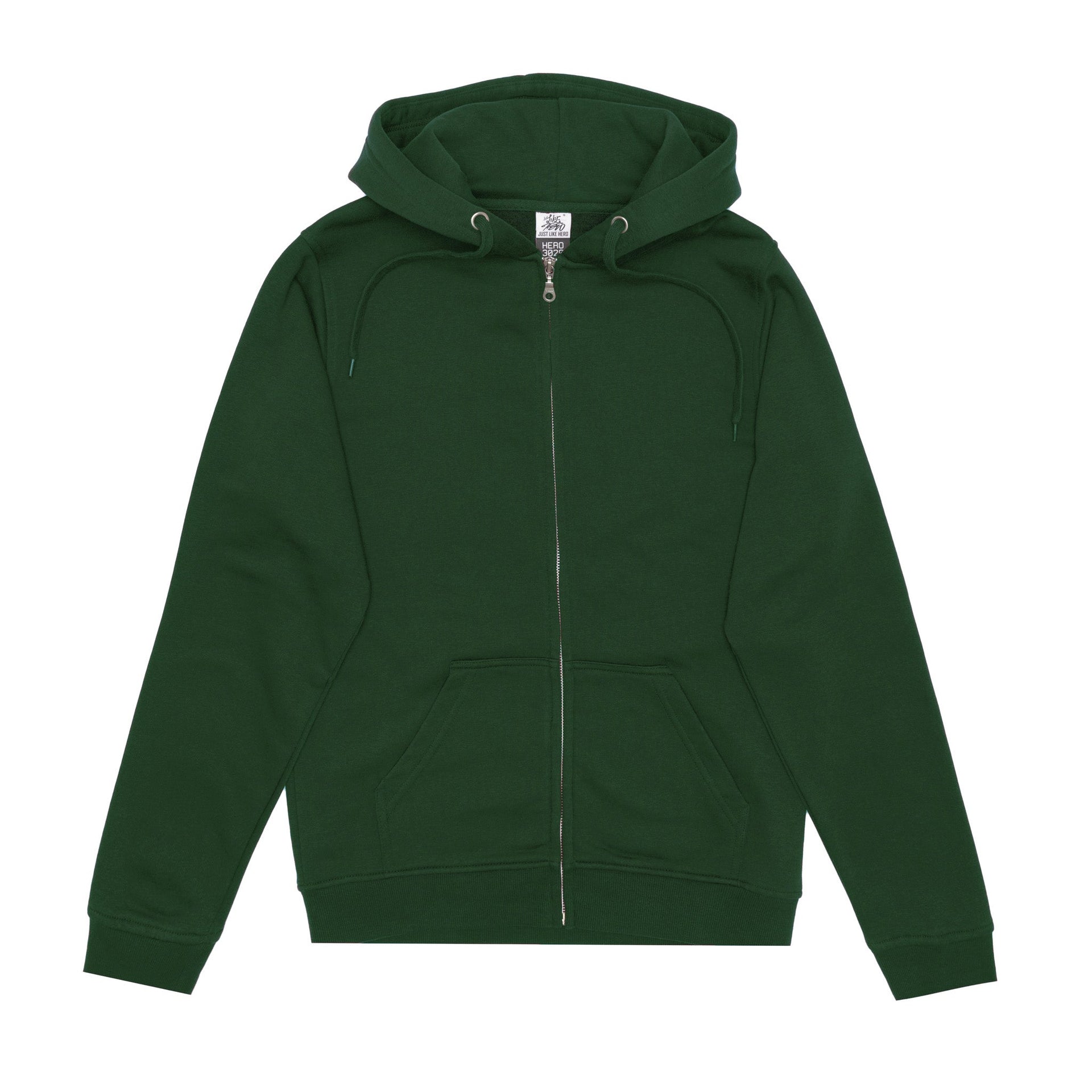 HERO-3020 Unisex Full Zip Hoodie - Forest Green 3020 3XL 4XL 5XL Adult Black Full-Zip HERO Tops Unisex