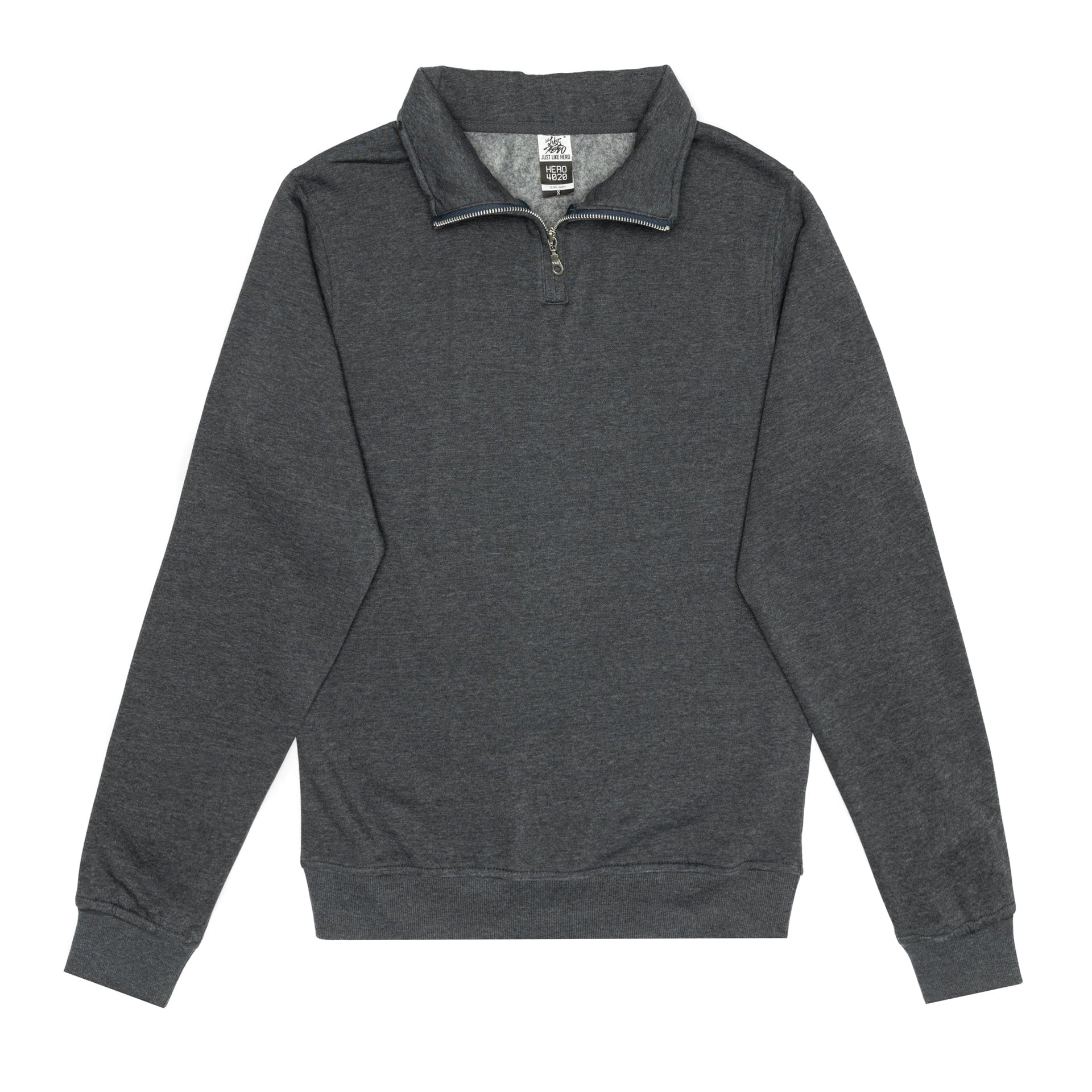 HERO-4020 Unisex Quarter Zip Sweatshirt - Dark Heather 4020 Adult Grey HERO Quarter Zip Tops Unisex