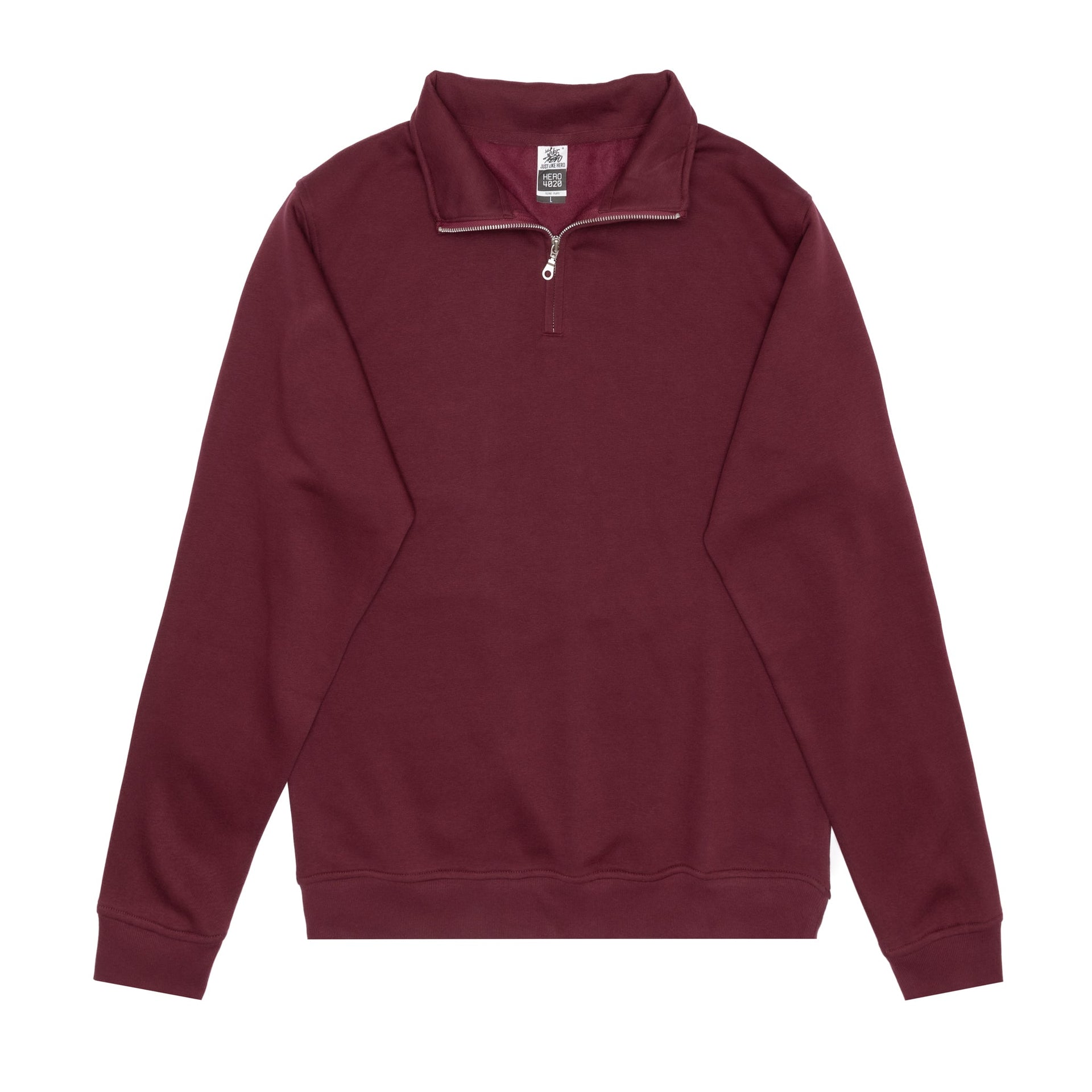 HERO-4020 Unisex Quarter Zip Sweatshirt - Maroon 4020 Adult HERO Quarter Zip Red Tops Unisex