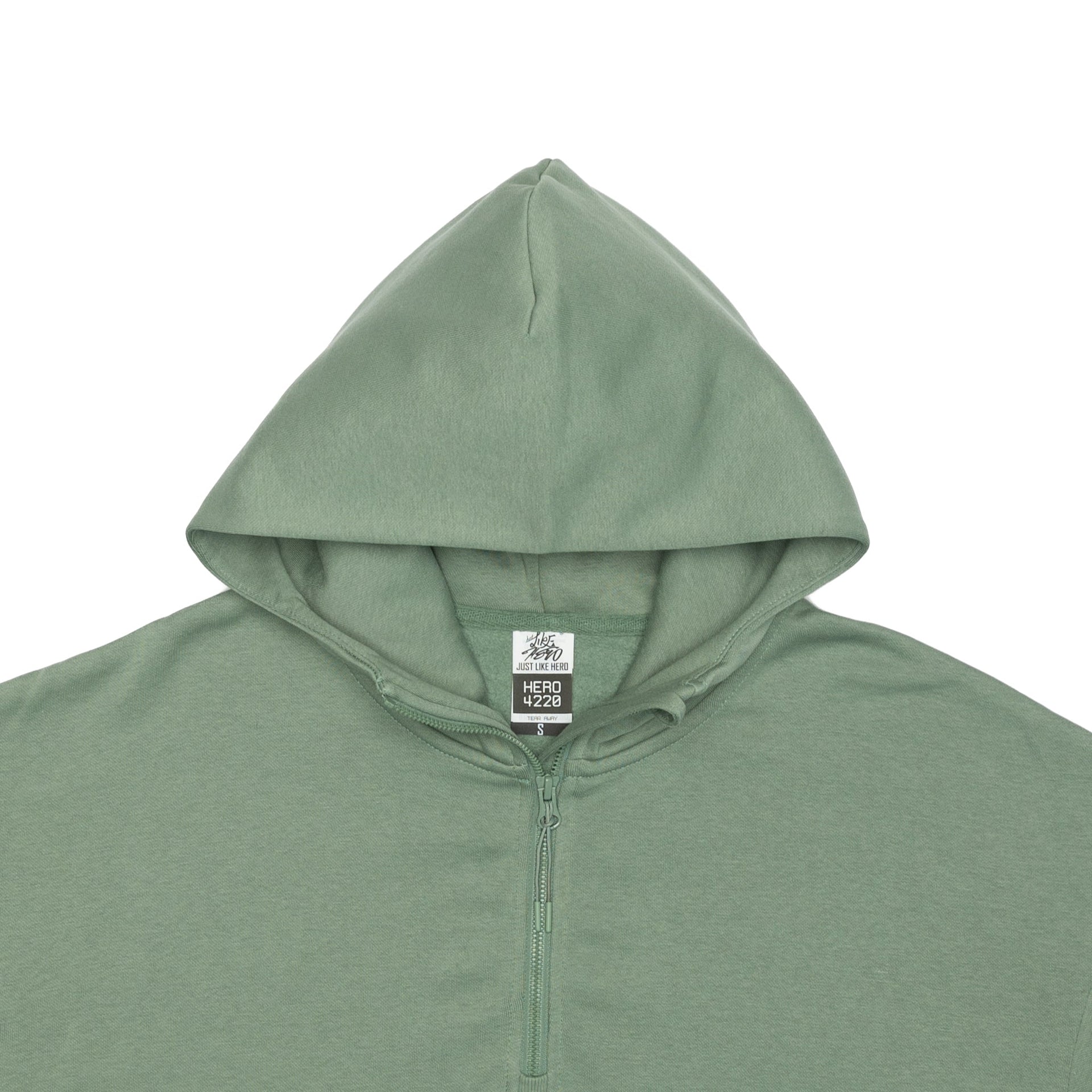 HERO-4220 Unisex Drop Shoulder Scuba 1/2 Zip Hoodie - Dusty Green 4220 Adult HERO Unisex