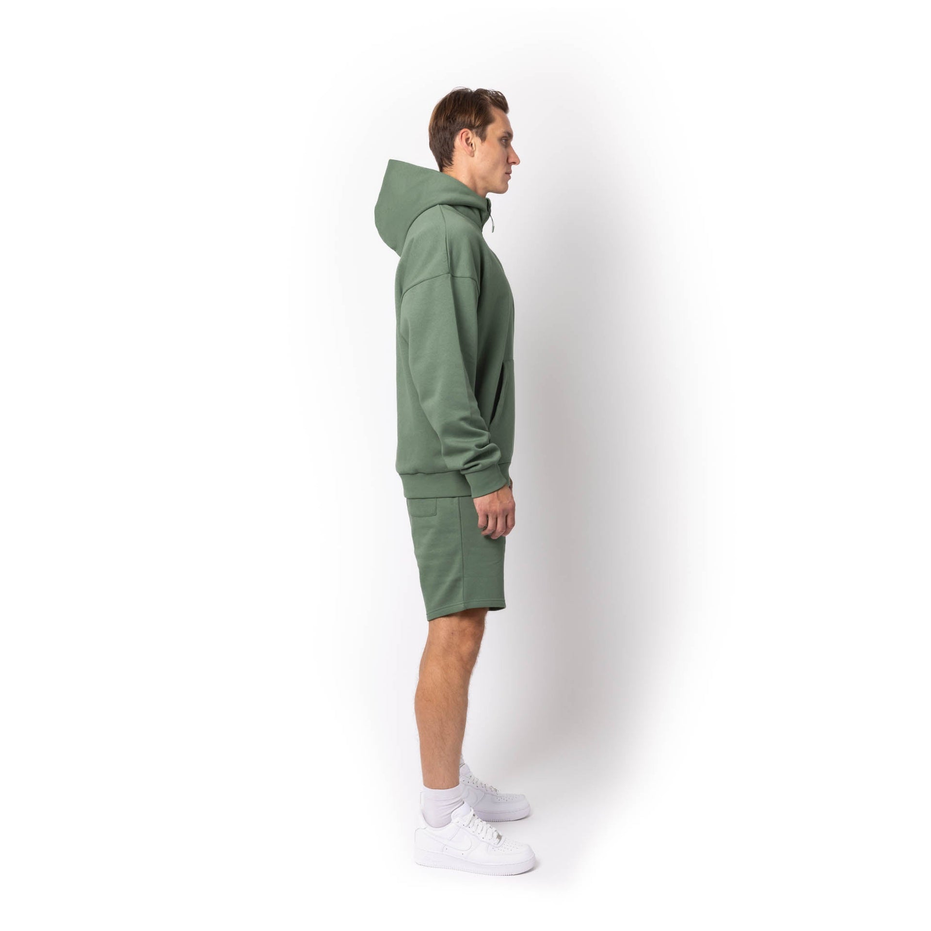 HERO-4220 Unisex Drop Shoulder Scuba 1/2 Zip Hoodie - Dusty Green 4220 Adult HERO Unisex