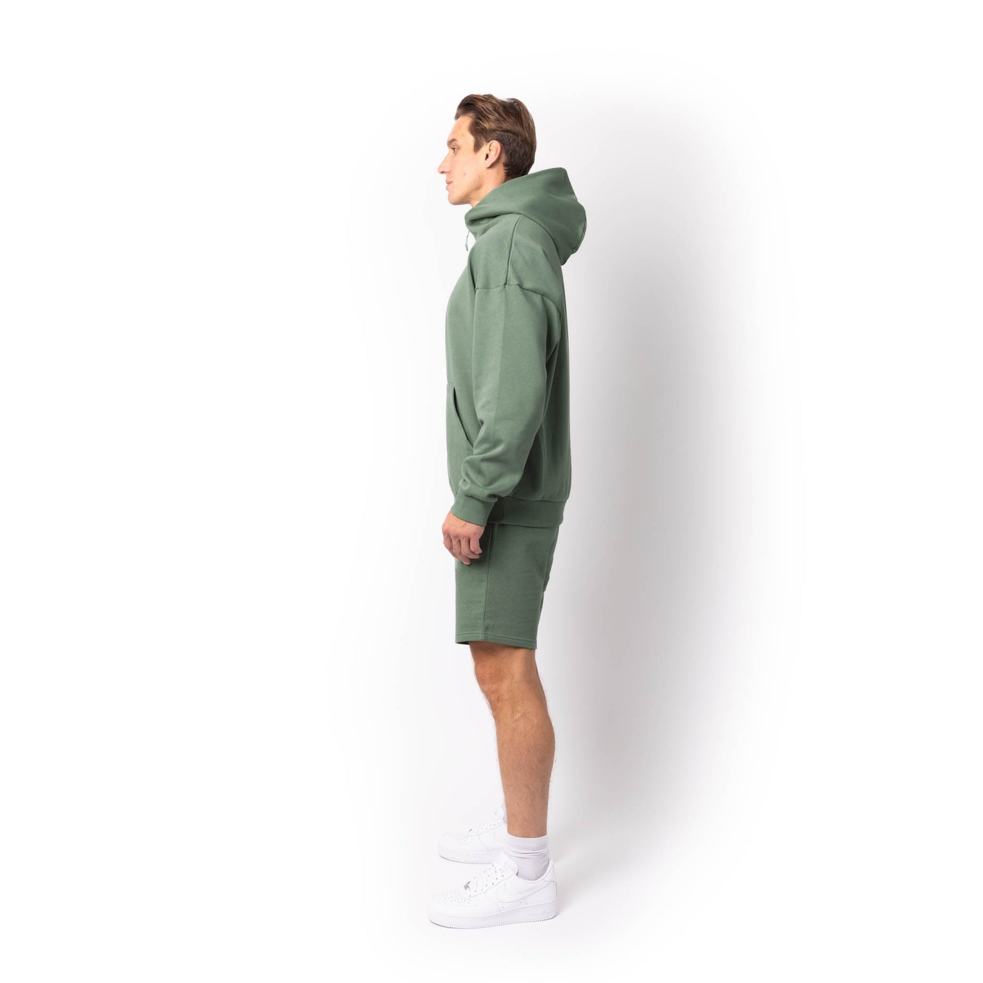 HERO-4220 Unisex Drop Shoulder Scuba 1/2 Zip Hoodie - Dusty Green 4220 Adult HERO Unisex