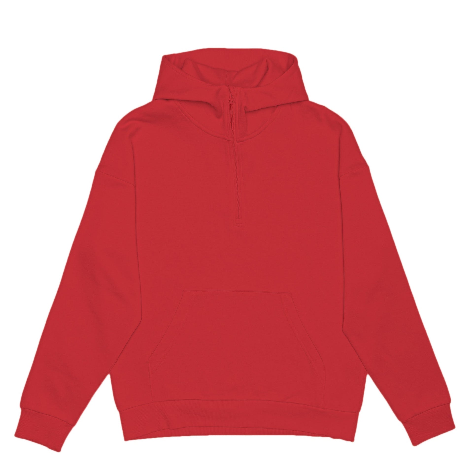 HERO-4220 Unisex Drop Shoulder Scuba 1/2 Zip Hoodie - Red 4220 Adult Black HERO Tops Unisex