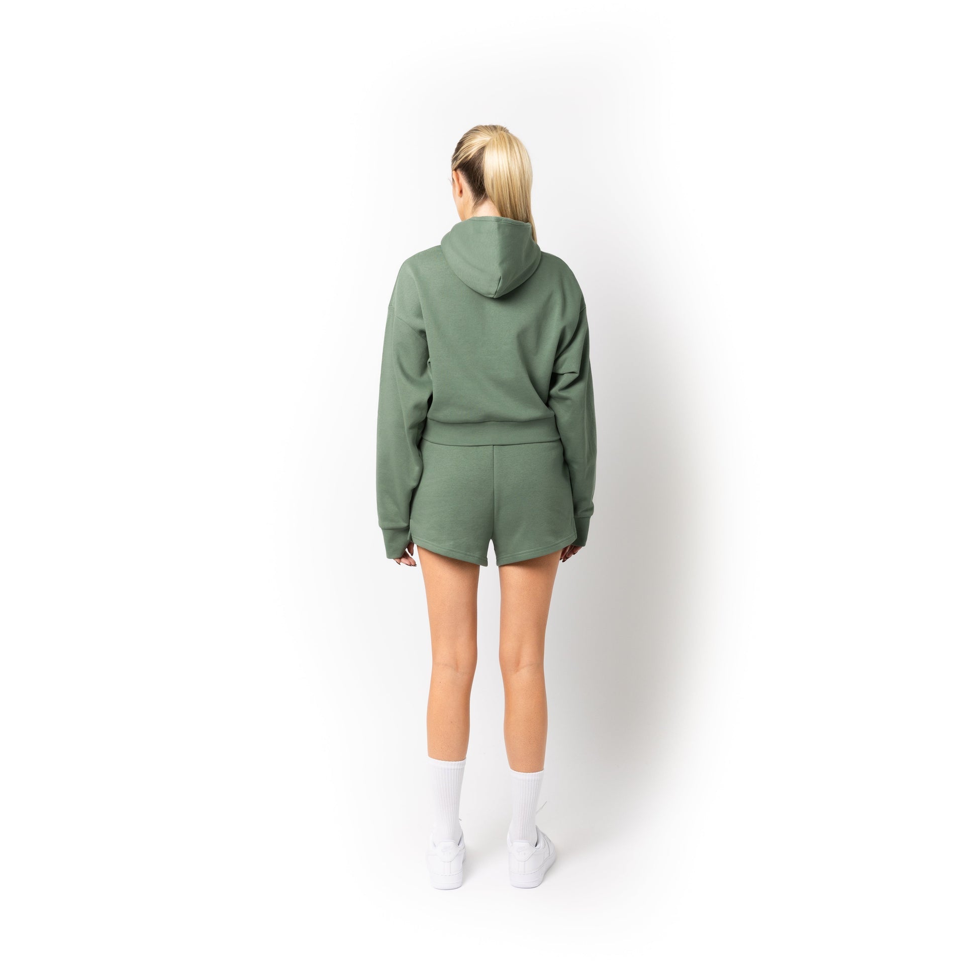 HERO-4220C Cropped Drop Shoulder Scuba 1/2 Zip Hoodie - Dusty Green 4220C Adult Black HERO Tops Unisex