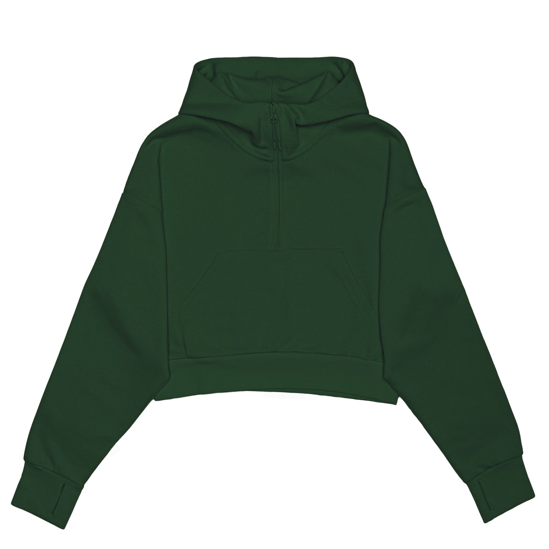 HERO-4220C Cropped Drop Shoulder Scuba 1/2 Zip Hoodie - Forest Green 4220C Adult Black HERO Tops Unisex
