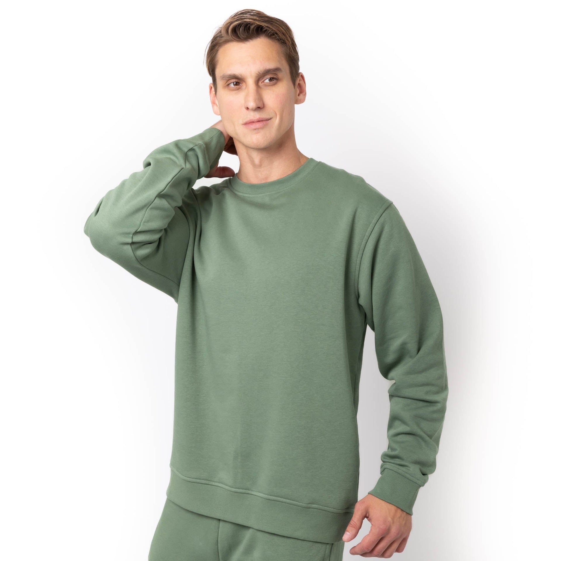 HERO-1020 Unisex Blank Crewneck Sweatshirt - Dusty Green 1020 2022 S/S Adult Crewneck Green HERO New Tops Unisex