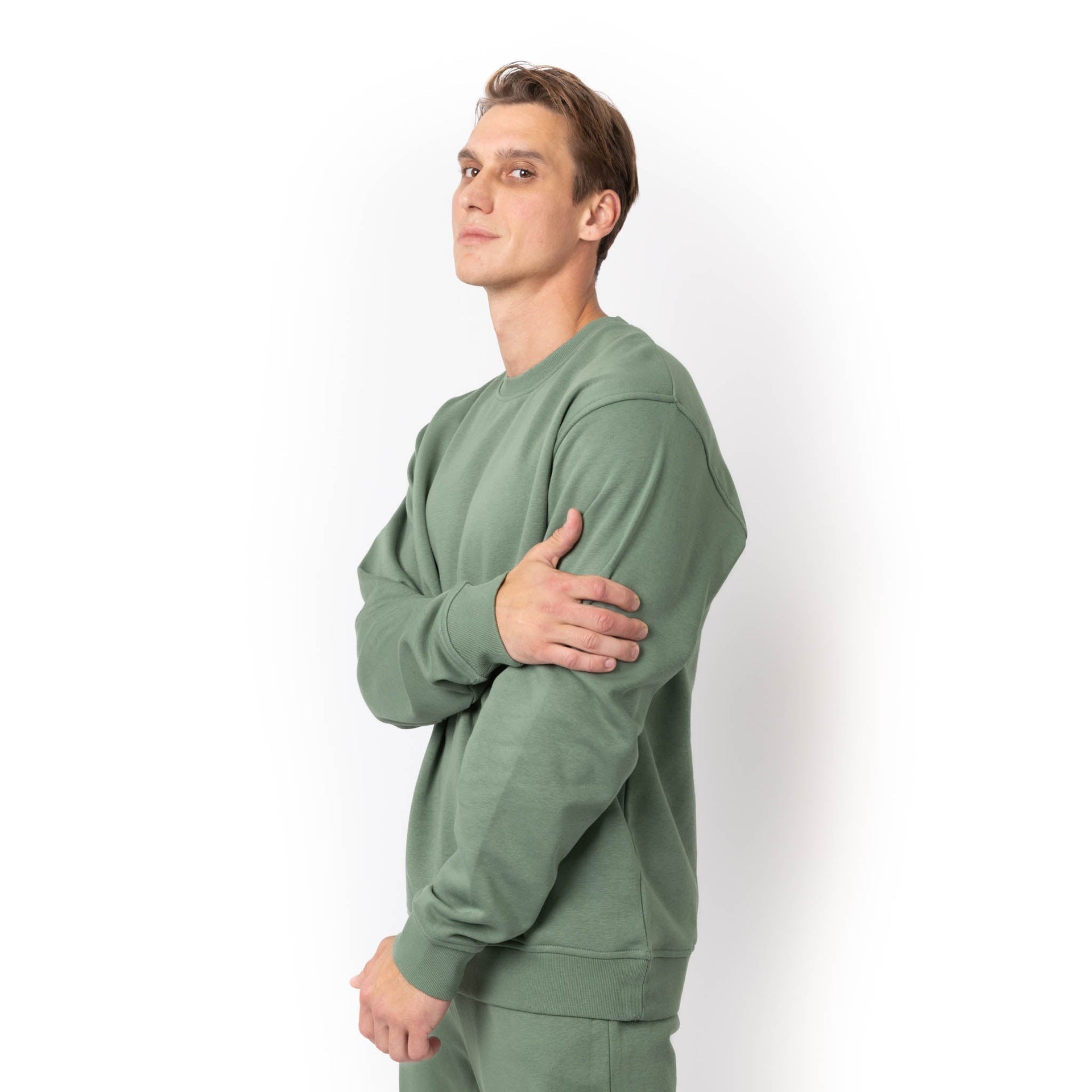 HERO-1020 Unisex Blank Crewneck Sweatshirt - Dusty Green 1020 2022 S/S Adult Crewneck Green HERO New Tops Unisex