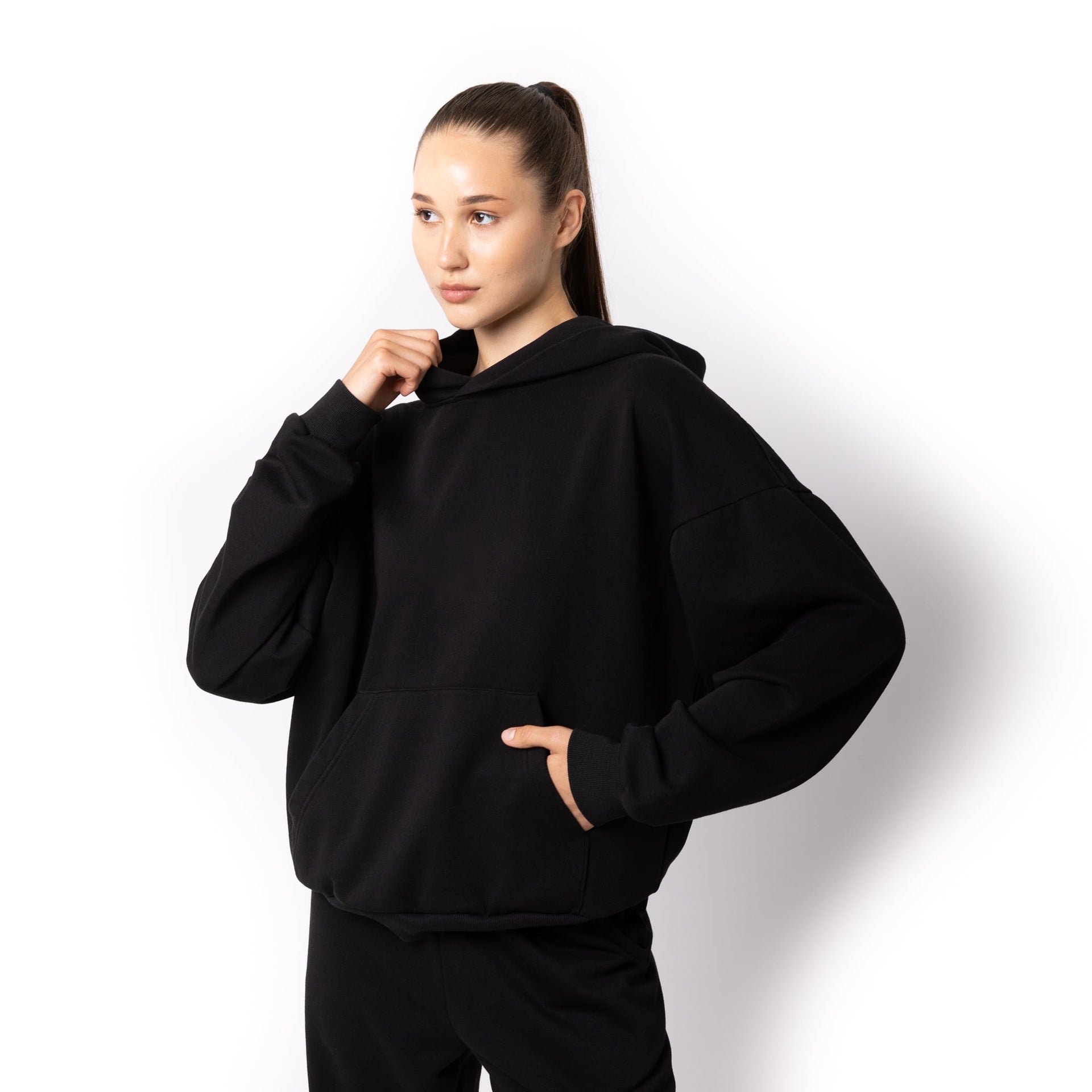 HERO-2120 Unisex Drop Shoulder Pullover Hoodie - Black 2120 Adult Black HERO Tops Unisex