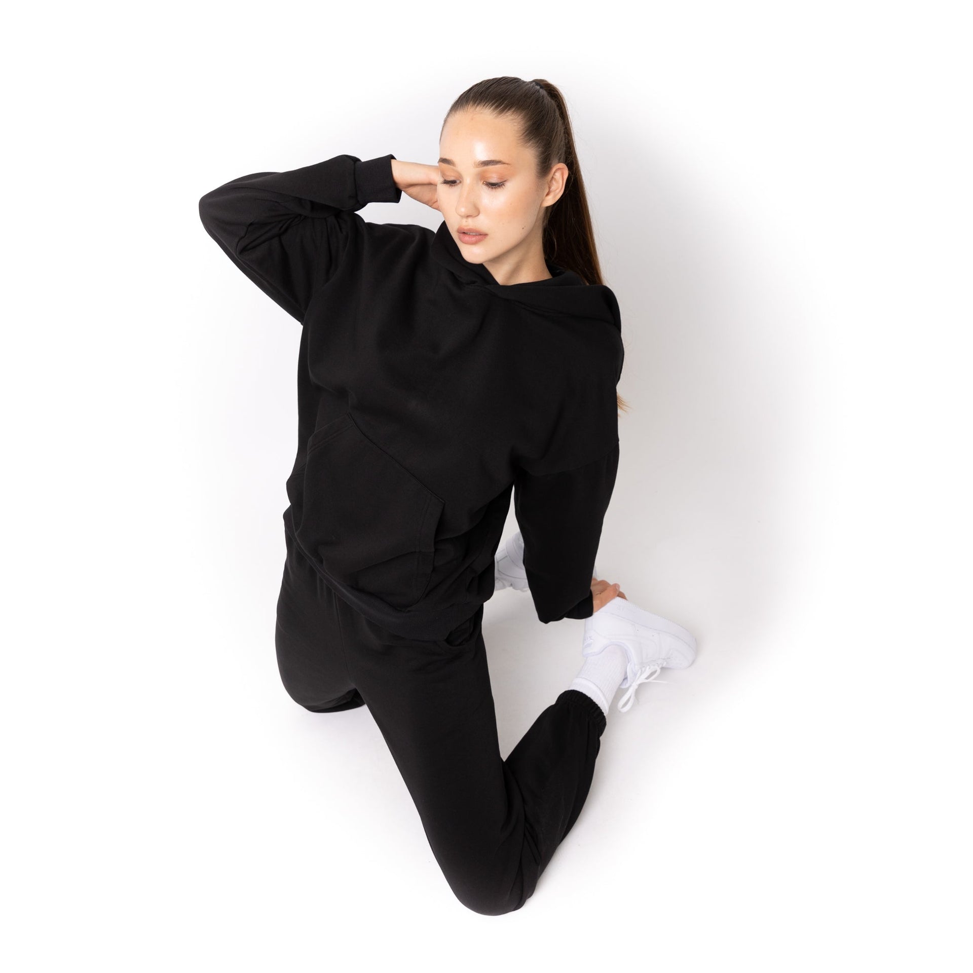 HERO-2120 Unisex Drop Shoulder Pullover Hoodie - Black 2120 Adult Black HERO Tops Unisex