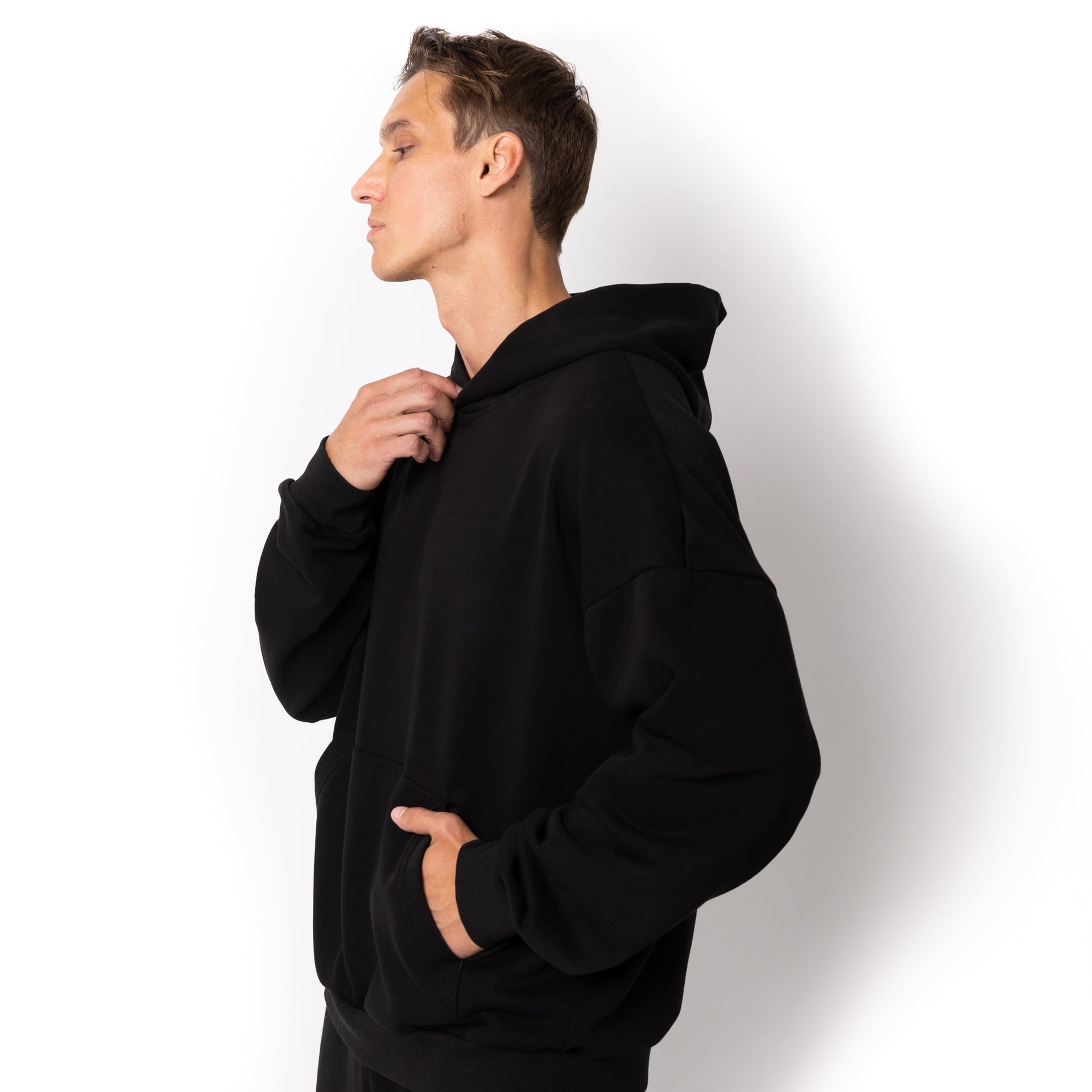 HERO-2120 Unisex Drop Shoulder Pullover Hoodie - Black 2120 Adult Black HERO Tops Unisex