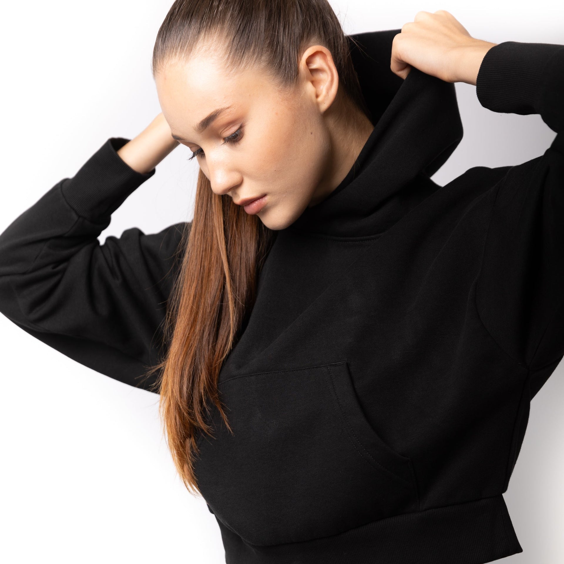 HERO-2120C Cropped Drop Shoulder Pullover Hoodie - Black 2120C 3XL 4XL 5XL Adult Black HERO Tops Unisex