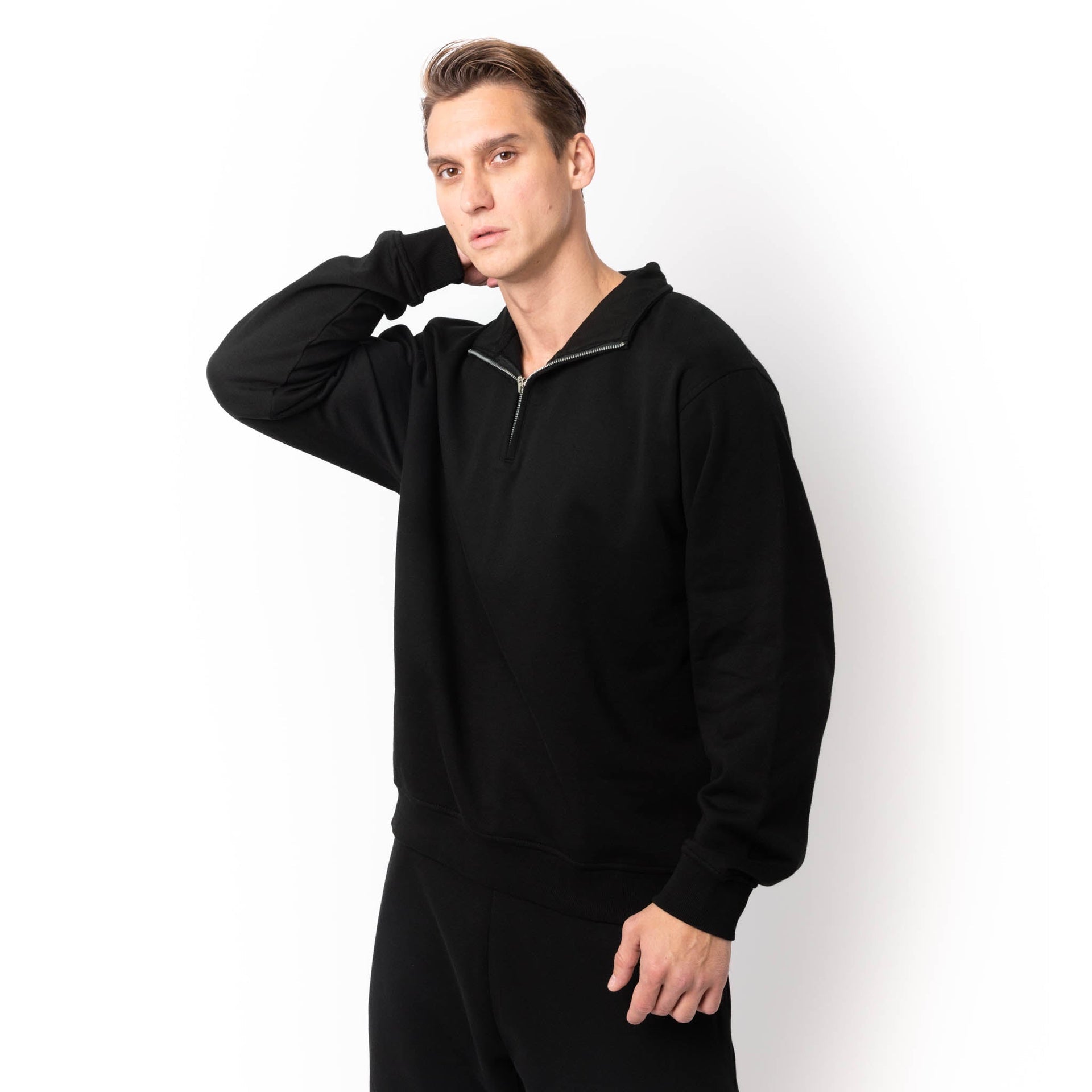HERO-4020 Unisex Quarter Zip Sweatshirt - Black 4020 Adult Black HERO Quarter Zip Tops Unisex