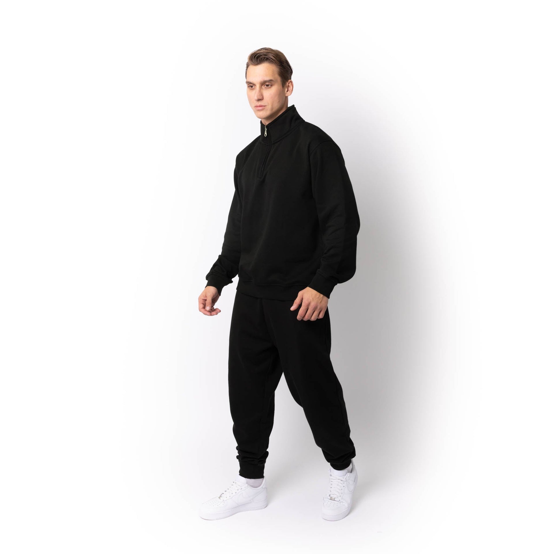 HERO-4020 Unisex Quarter Zip Sweatshirt - Black 4020 Adult Black HERO Quarter Zip Tops Unisex