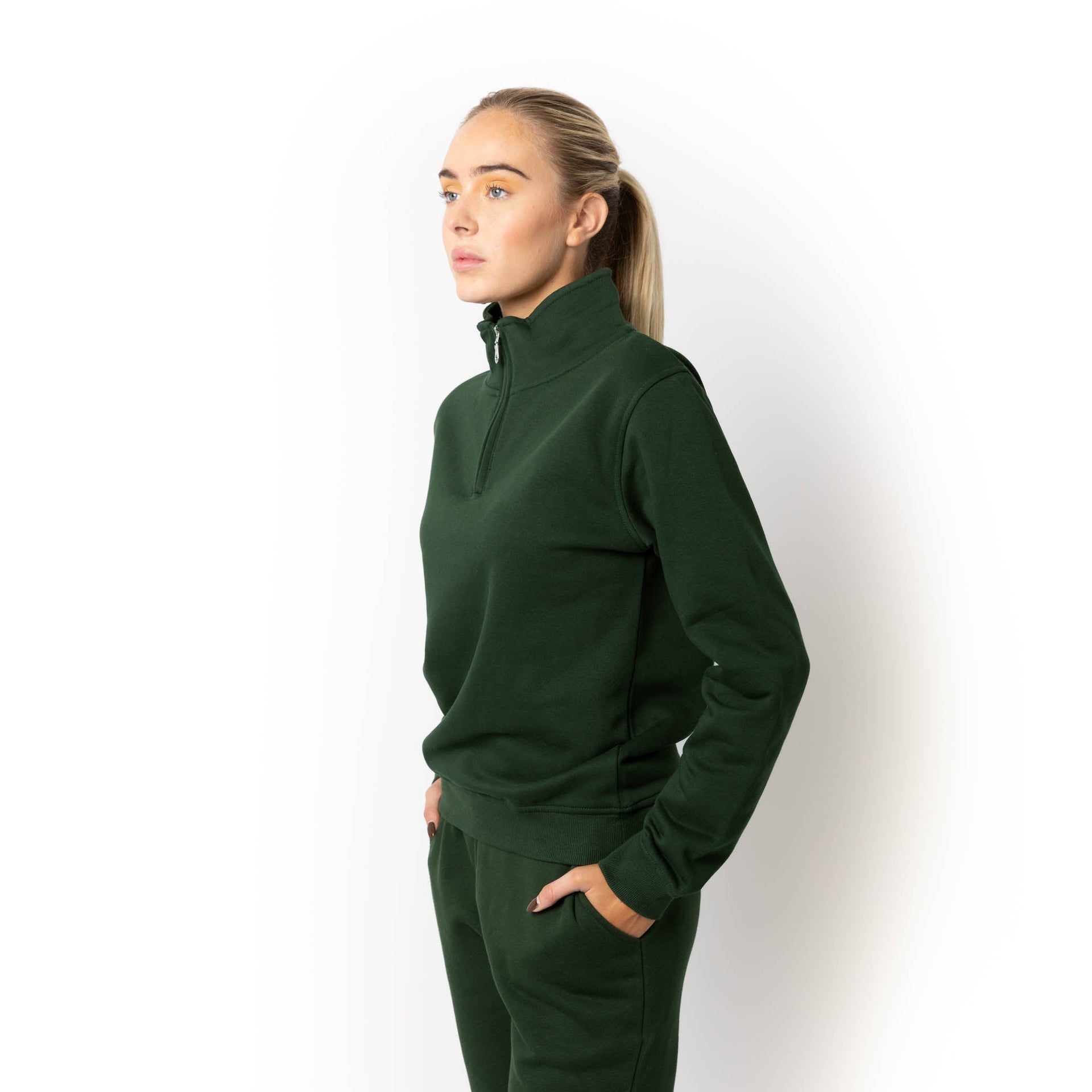 HERO-4020 Unisex Quarter Zip Sweatshirt - Forest Green 4020 Adult Forest Green HERO Quarter Zip Tops Unisex
