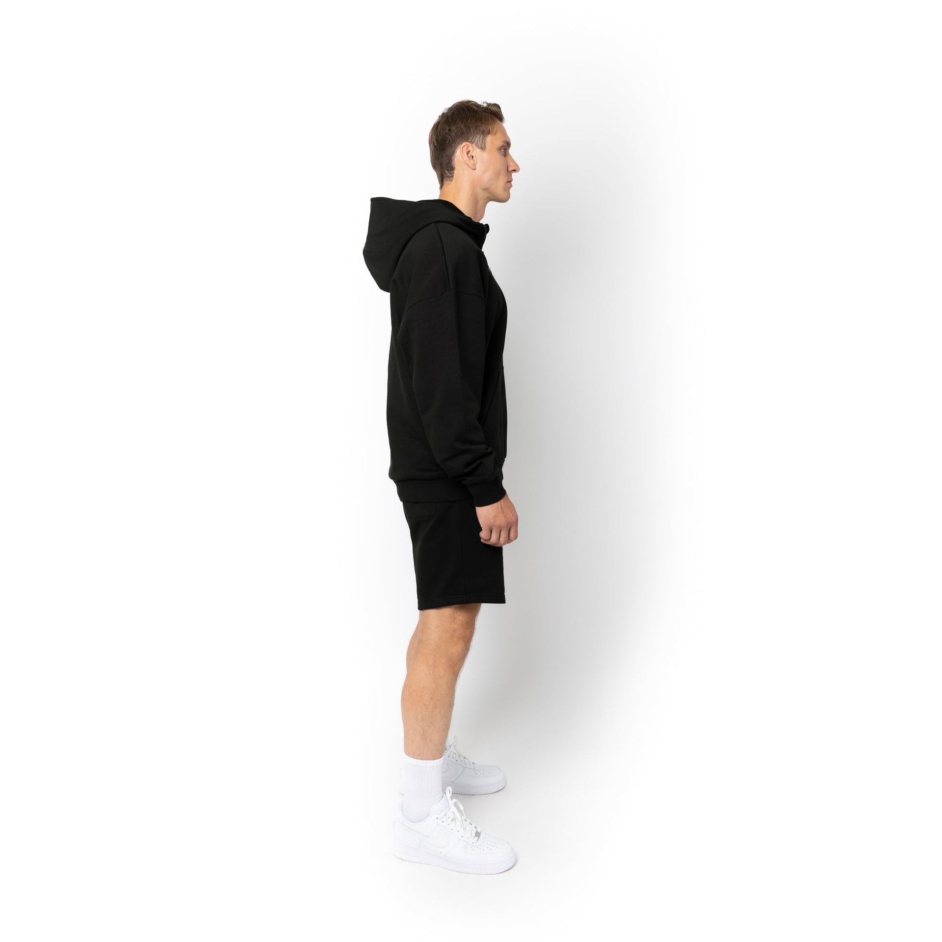HERO-4220 Unisex Drop Shoulder Scuba 1/2 Zip Hoodie - Black 4220 Adult Black HERO Tops Unisex