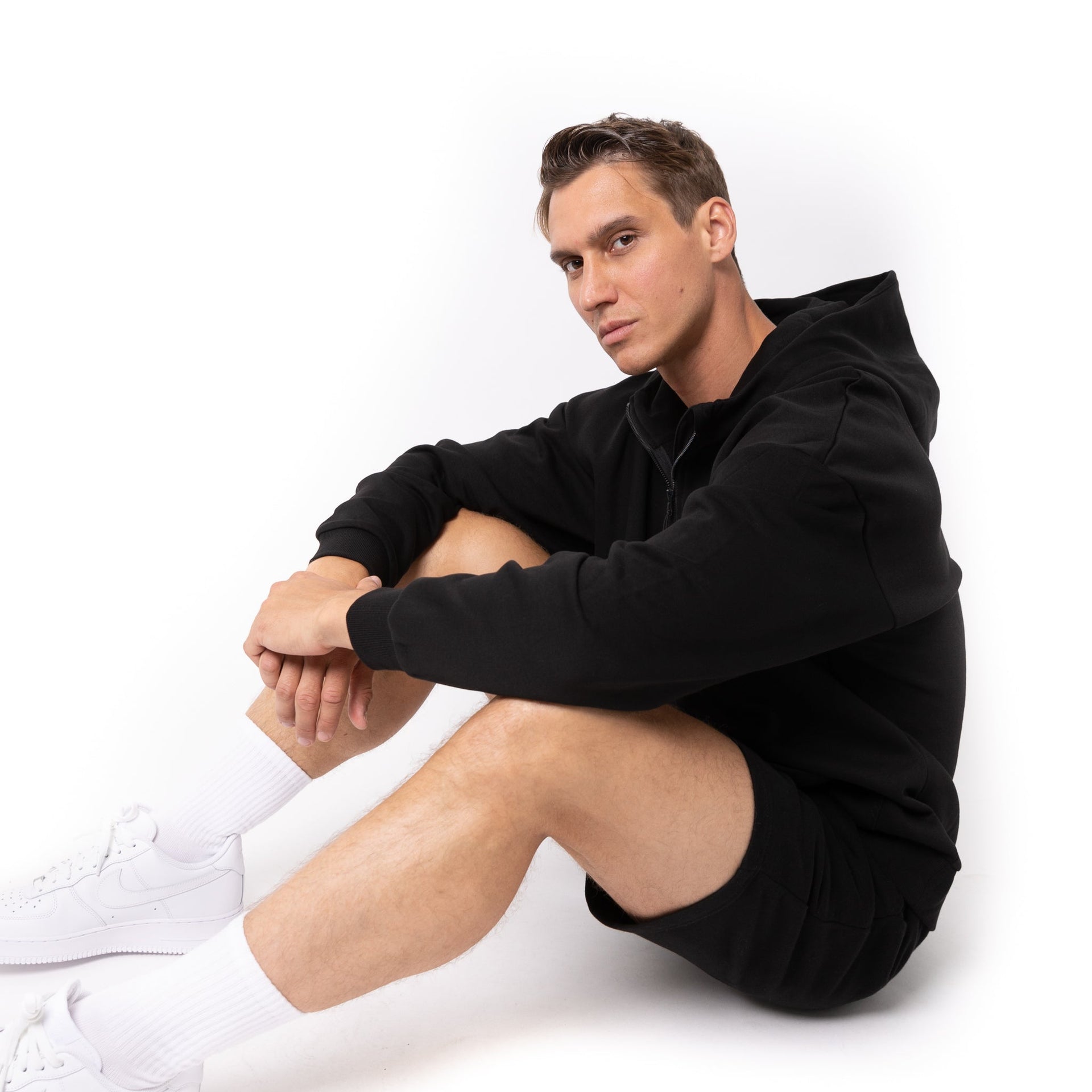 HERO-4220 Unisex Drop Shoulder Scuba 1/2 Zip Hoodie - Black 4220 Adult Black HERO Tops Unisex