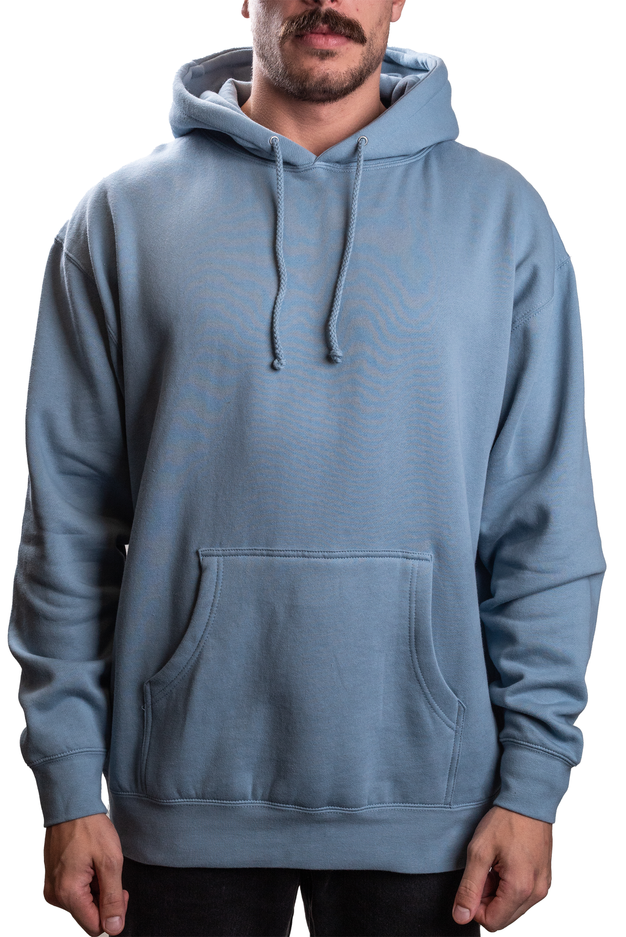 IND4000G - Mens Organic / Recycled Hooded Pullover Misty Blue BASIC FLEECE Heavyweight IND4000 IND4000G INDEPENDENT MEN ORGANIC PULLOVERS RECYCLED REGULAR tearaway