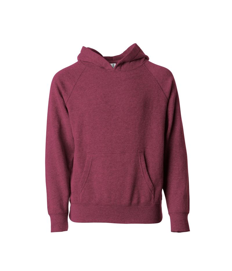 PRM10TSB - Toddler Lightweight Special Blend Raglan Hooded Pullover Crimson Heather INDEPENDENT Lightweight PREMIUM PRM10 PRM10TSB PULLOVERS REGULAR SPECIAL BLEND tearaway TODDLERS UNISEX YOUTH