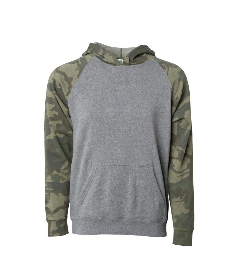 PRM10TSB - Toddler Lightweight Special Blend Raglan Hooded Pullover Nickel Forest Camo INDEPENDENT Lightweight PREMIUM PRM10 PRM10TSB PULLOVERS REGULAR SPECIAL BLEND tearaway TODDLERS UNISEX YOUTH