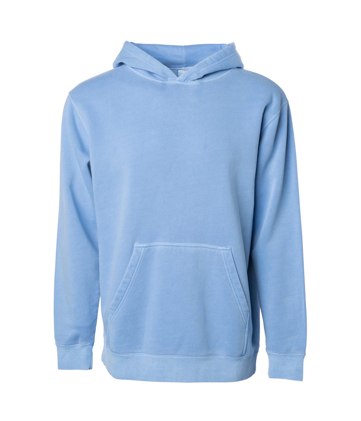 PRM1500Y - Youth Midweight Pigment Dyed Hooded Pullover Pigment Light Blue COTTON / POLYESTER hoodie INDEPENDENT MIDWEIGHT OUTERWEAR PIGMENT Pigment Dye PIGMENT DYES PREMIUM PRM15 PRM1500 PRM1500Y pullover PULLOVERS REGULAR tearaway YOUTH