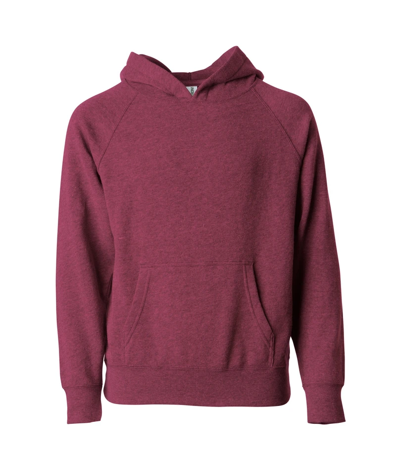 PRM15YSB - Youth Lightweight Special Blend Raglan Hooded Pullover Crimson COTTON / POLYESTER hoodie INDEPENDENT Lightweight PREMIUM PRM15 PRM15SB pullover PULLOVERS REGULAR SPECIAL BLEND tearaway YOUTH