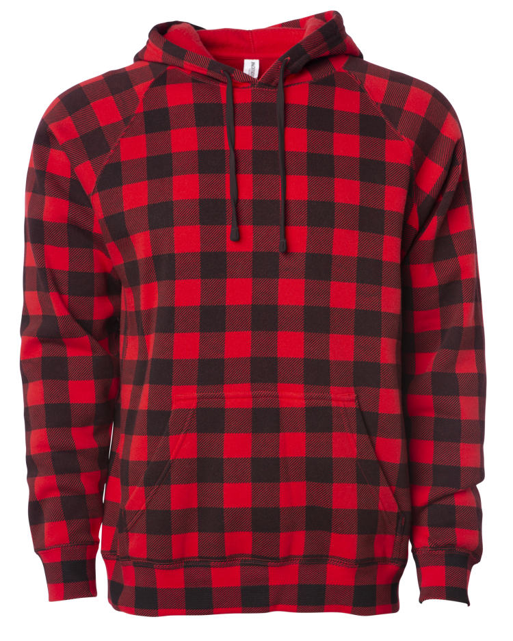 PRM33SBP - Special Blend Raglan Hooded Pullovers Red Buffalo Plaid BASIC FLEECE COTTON / POLYESTER hoodie INDEPENDENT PREMIUM PRM33 PULLOVERS REGULAR shsdchildproduct SPECIAL BLEND tearaway UNISEX