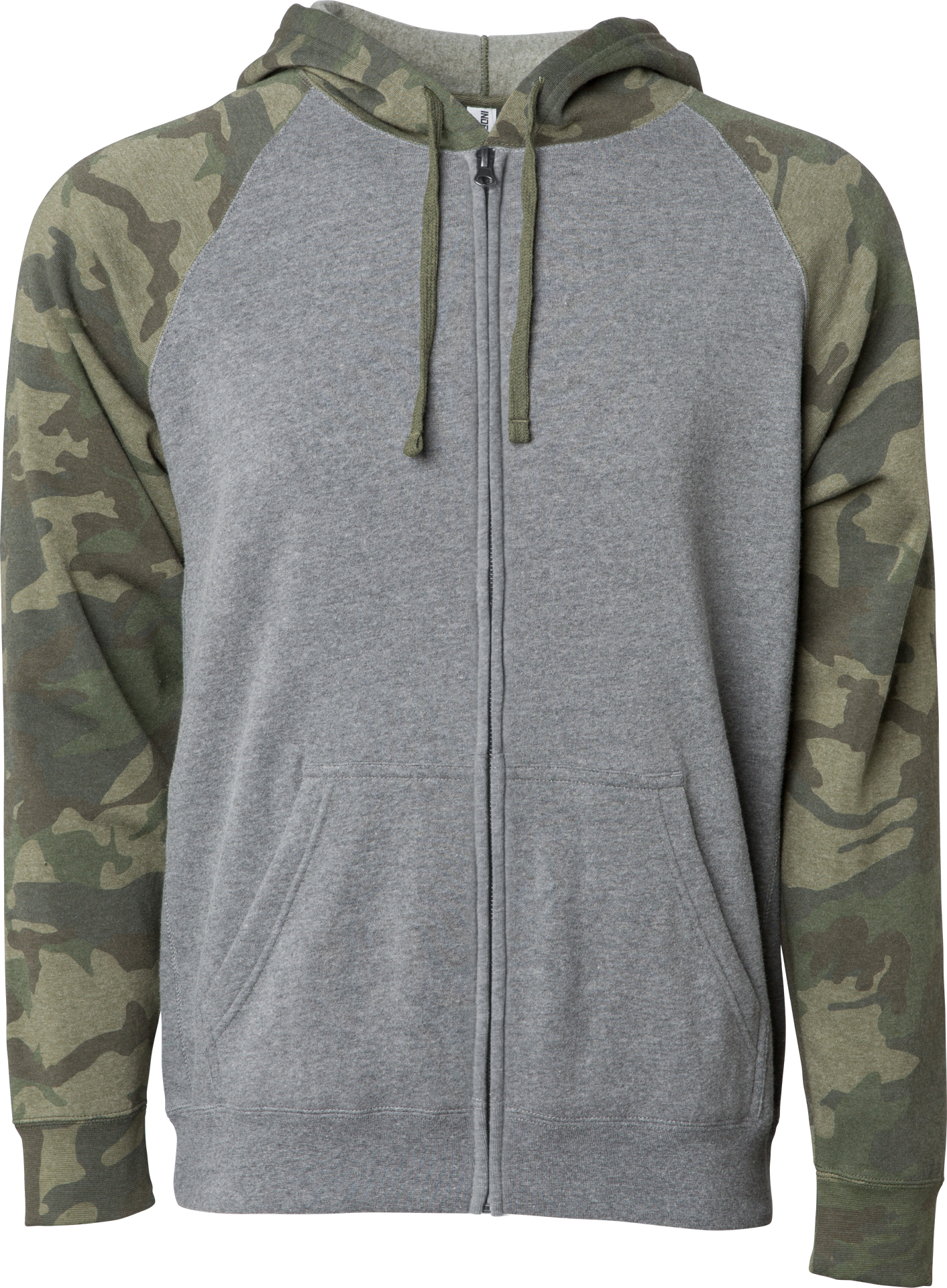 PRM33SBZ - Unisex Special Blend Zip Hooded Sweatshirt Nickel Forest Camo BASIC FLEECE COTTON / POLYESTER FITTED hoodie INDEPENDENT PREMIUM PRM33 PRM33SBZ SPECIAL BLEND tearaway UNISEX