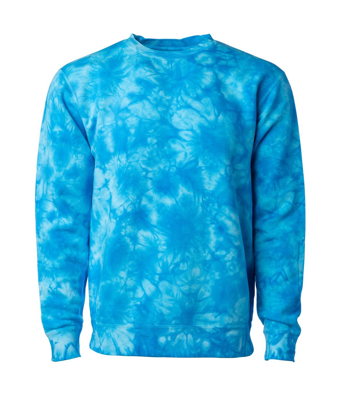 PRM3500TD - Unisex Midweight Tie Dye Crew Tie Dye Aqua Blue BASIC FLEECE COTTON / POLYESTER CREWS GARMENT DYES INDEPENDENT mens MIDWEIGHT PREMIUM pullover REGULAR TIE DIE Tie Dye UNISEX