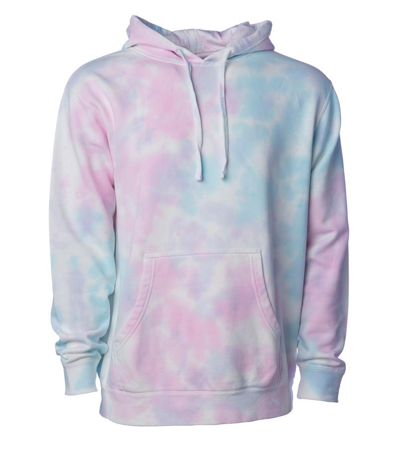 PRM4500TD - Unisex Midweight Tie Dye Hooded Pullover BASIC FLEECE COTTON / POLYESTER fleece GARMENT DYES Hood hoodie INDEPENDENT PINK-HIDE PREMIUM PRM PRM45 PRM4500 PRM4500TD PULLOVERS REGULAR sweatshirt Tie Dye UNISEX