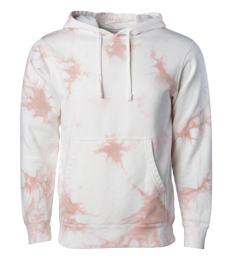PRM4500TD - Unisex Midweight Tie Dye Hooded Pullover BASIC FLEECE COTTON / POLYESTER fleece GARMENT DYES Hood hoodie INDEPENDENT PINK-HIDE PREMIUM PRM PRM45 PRM4500 PRM4500TD PULLOVERS REGULAR sweatshirt Tie Dye UNISEX