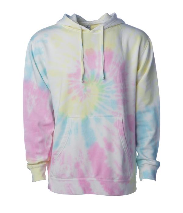 PRM4500TD - Unisex Midweight Tie Dye Hooded Pullover BASIC FLEECE COTTON / POLYESTER fleece GARMENT DYES Hood hoodie INDEPENDENT PINK-HIDE PREMIUM PRM PRM45 PRM4500 PRM4500TD PULLOVERS REGULAR sweatshirt Tie Dye UNISEX