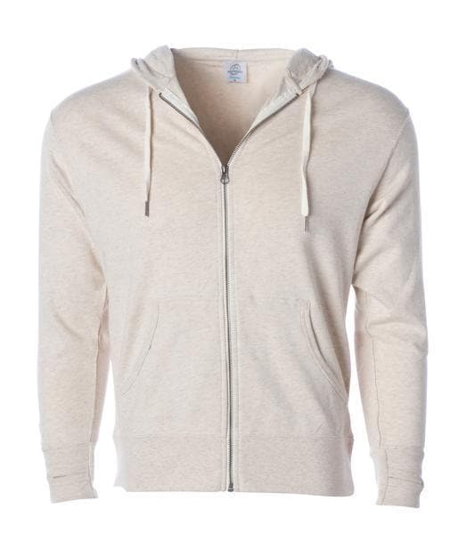 PRM90HTZ - Unisex French Terry Zip Hooded Sweatshirt Oatmeal Heather COTTON / POLYESTER FITTED FRENCH TERRY INDEPENDENT PREMIUM PRM90 PULLOVERS tearaway UNISEX