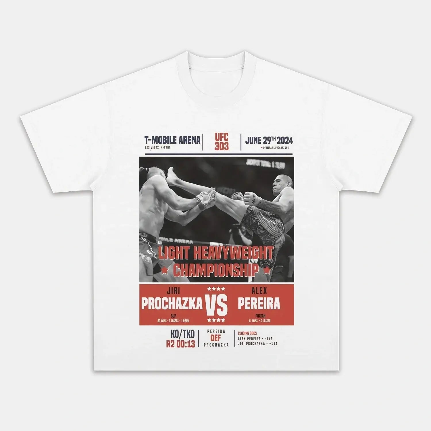 PROCHAZKA VS PEREIRA TEE BOXING FIGHTERS SPORT