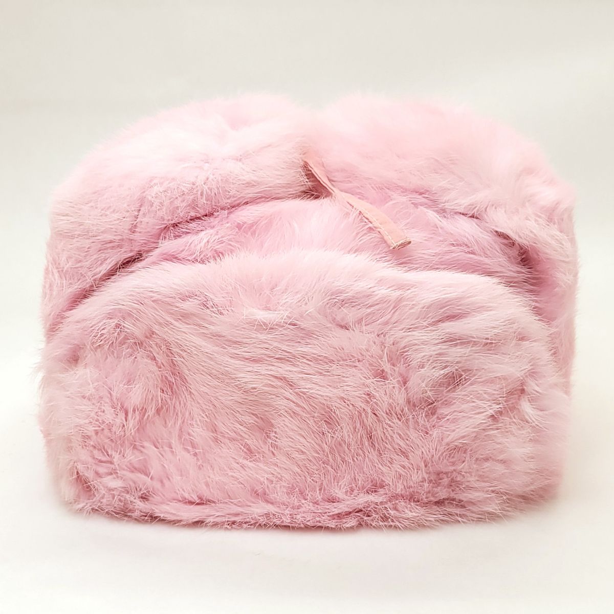 Rabbit Fur Trapper Hat with Puffer Lining- Multi-Coloured Pink Medium