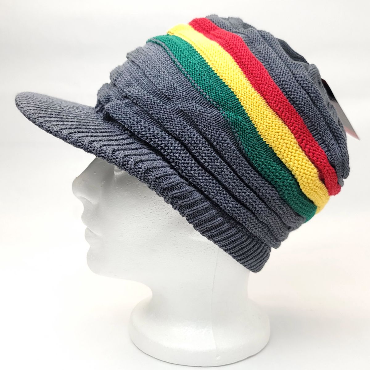 RASTA Knitted Visor Beanie-RV0002RYG, Cotton, OSFA Grey OSFA