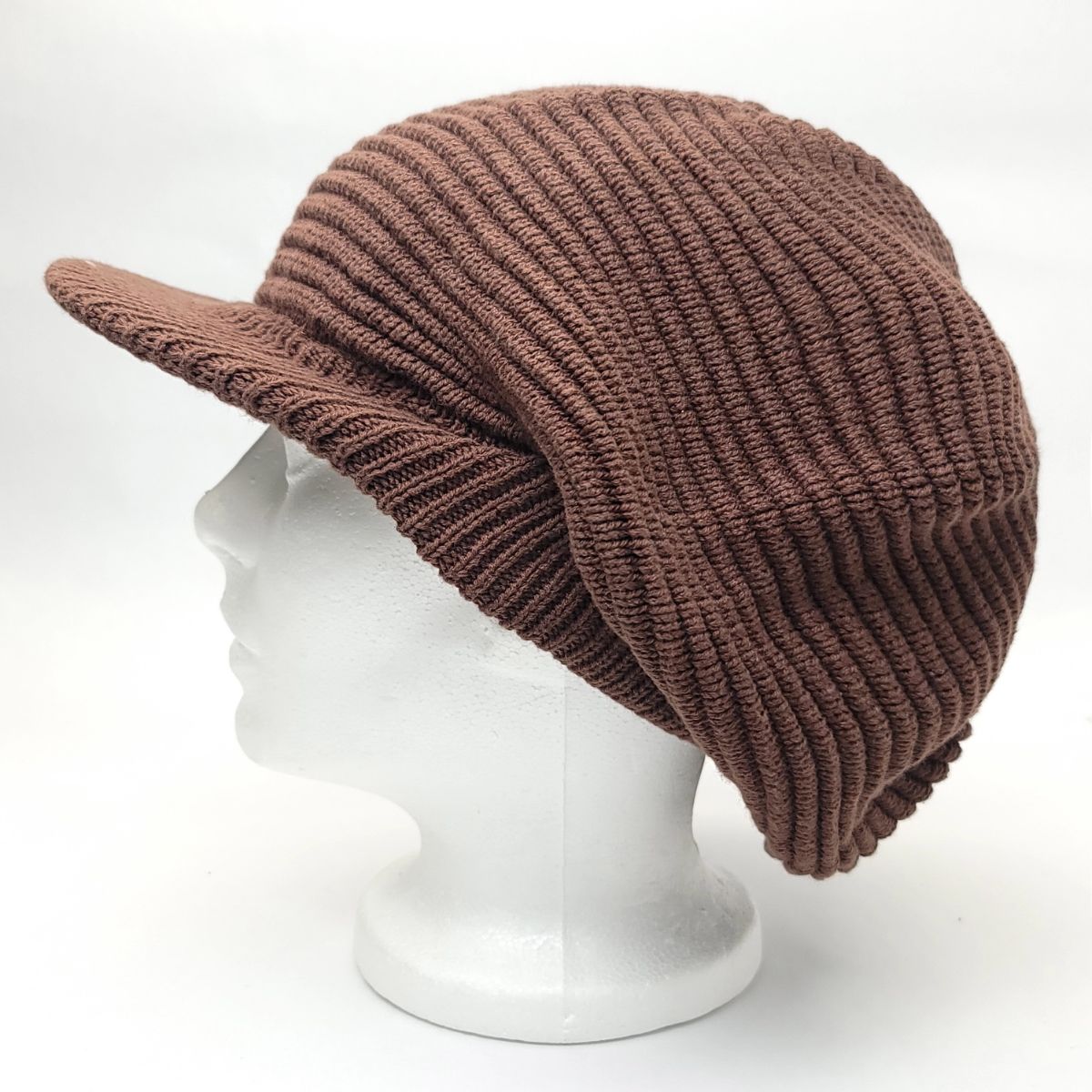 Rasta Knitted Visor Beanie-RV0015, Cotton, OSFA Brown OSFA