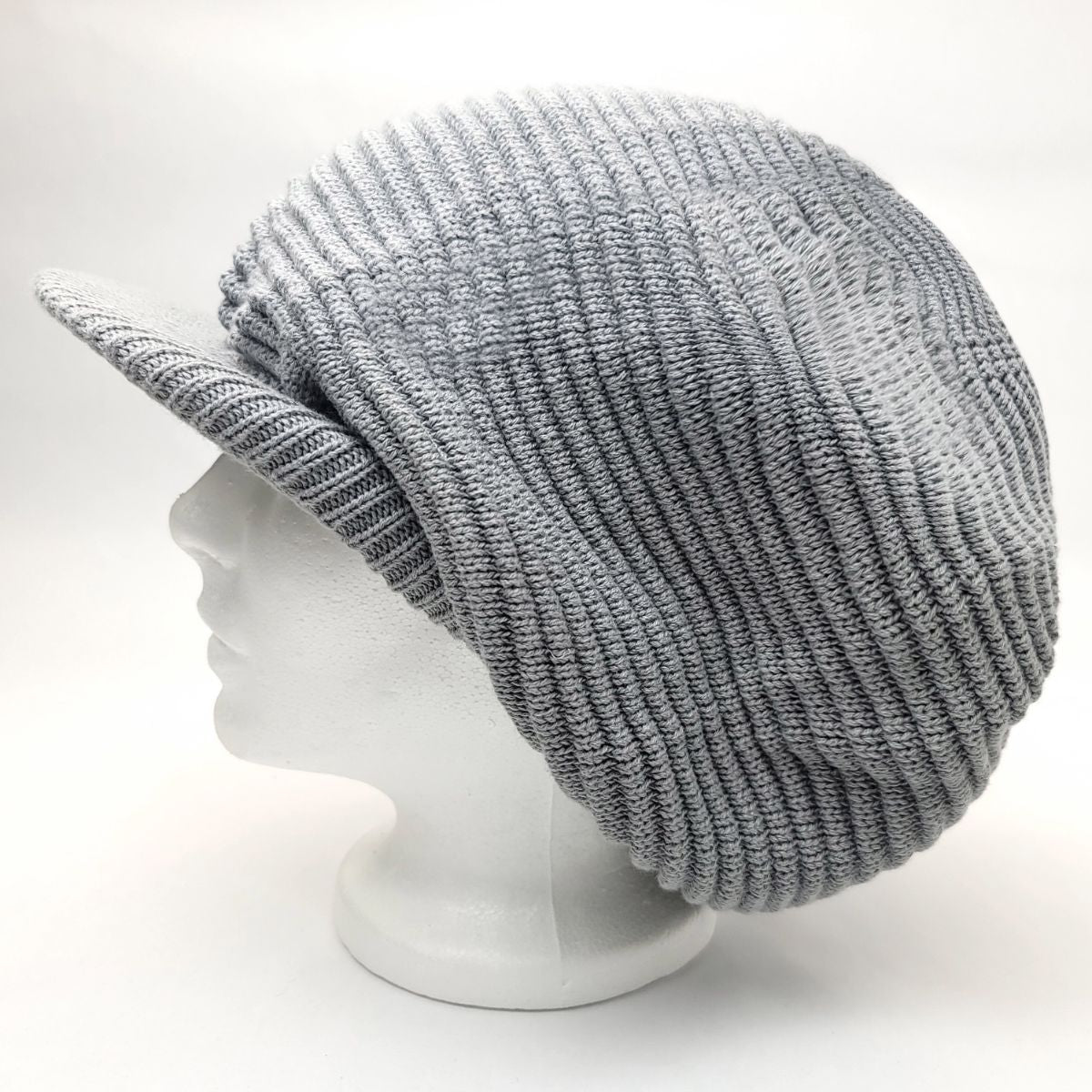 Rasta Knitted Visor Beanie-RV0015, Cotton, OSFA Grey OSFA