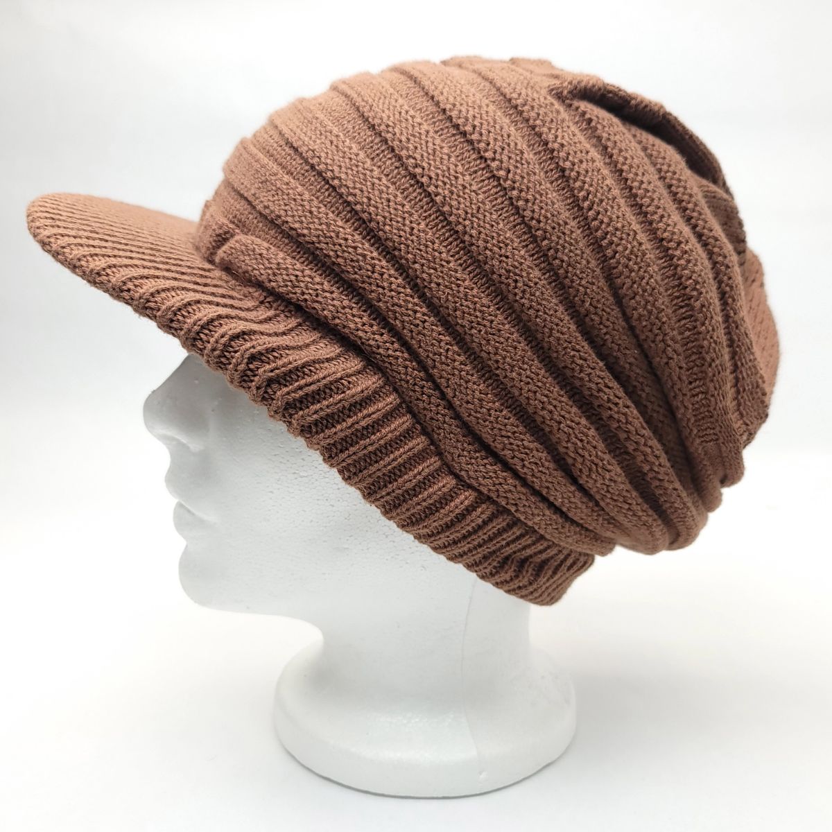 Rasta Knitted Visor Beanie-RV0002, Cotton, OSFA Brown OSFA