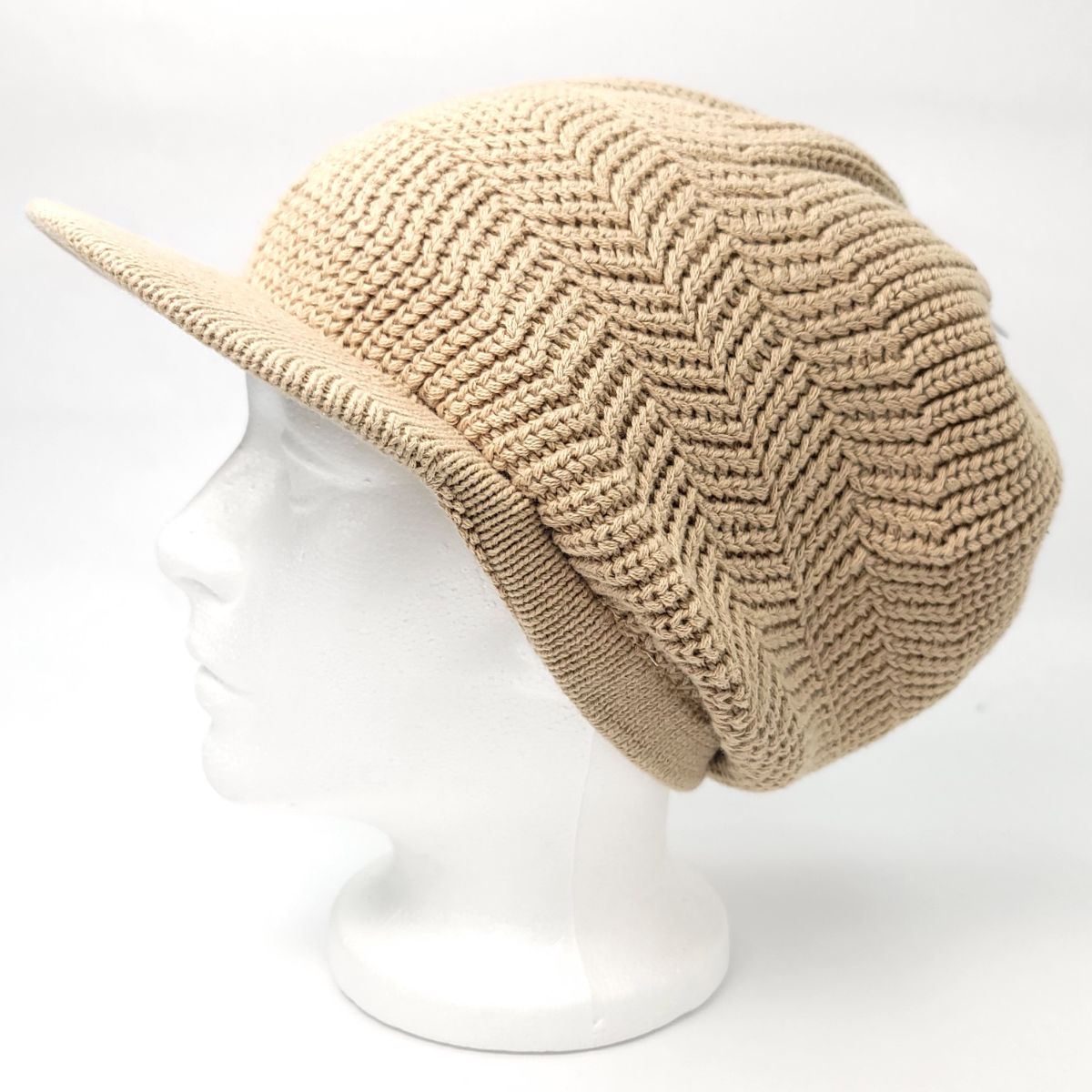 Rasta Knitted Visor Beanie-RV0008, Cotton, OSFA Khaki OSFA