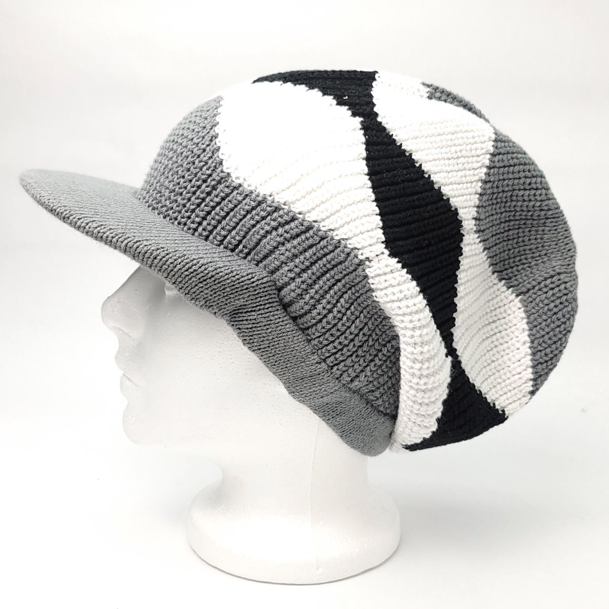 Rasta Knitted Visor Beanie-RV0012, Cotton, OSFA Grey OSFA