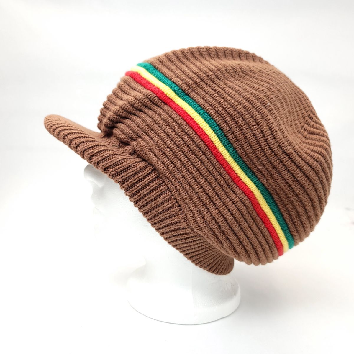 RASTA Knitted Visor Beanie-RV0014, Cotton, OSFA Brown OSFA