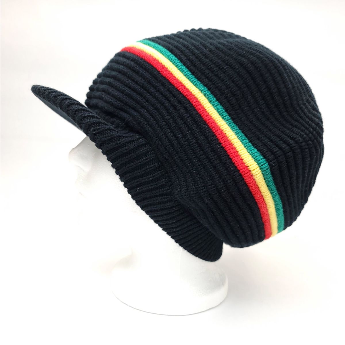 RASTA Knitted Visor Beanie-RV0014, Cotton, OSFA Black OSFA