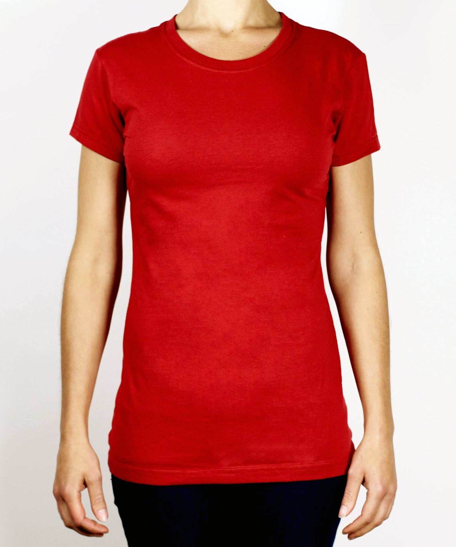 47182 - Women's Eiffel Tee Shirt Blood Red CLOSEOUT COTTON FITTED Lightweight ON SALE OPTIMA tearaway TEES WOMEN