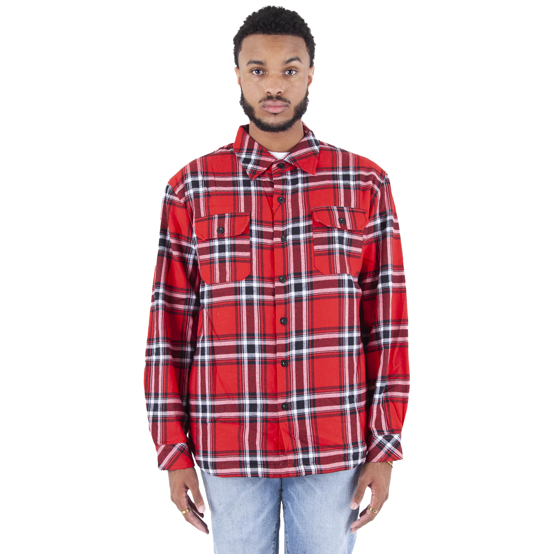 Plaid Jacket Red COTTON / POLYESTER MEN OUTERWEAR REGULAR Shaka Wear SHIRT SHIRTS