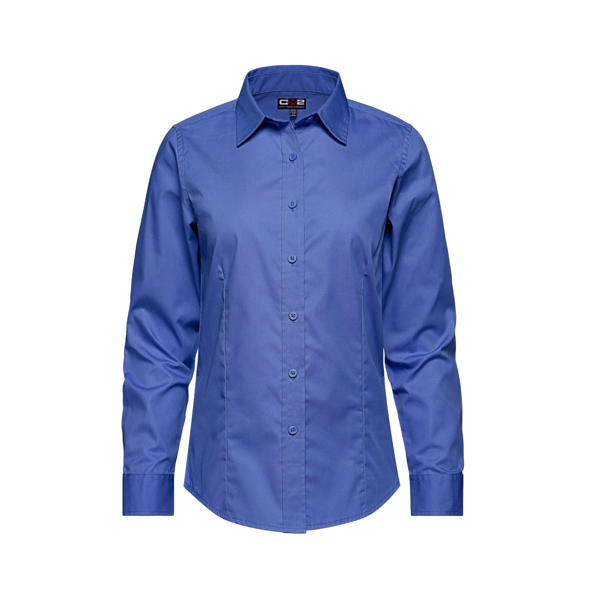 S04601 - Camden - Ladies Poly-Cotton Twill Long Sleeve Easy-Care Shirt Blue __label:END AUG __label:NEW