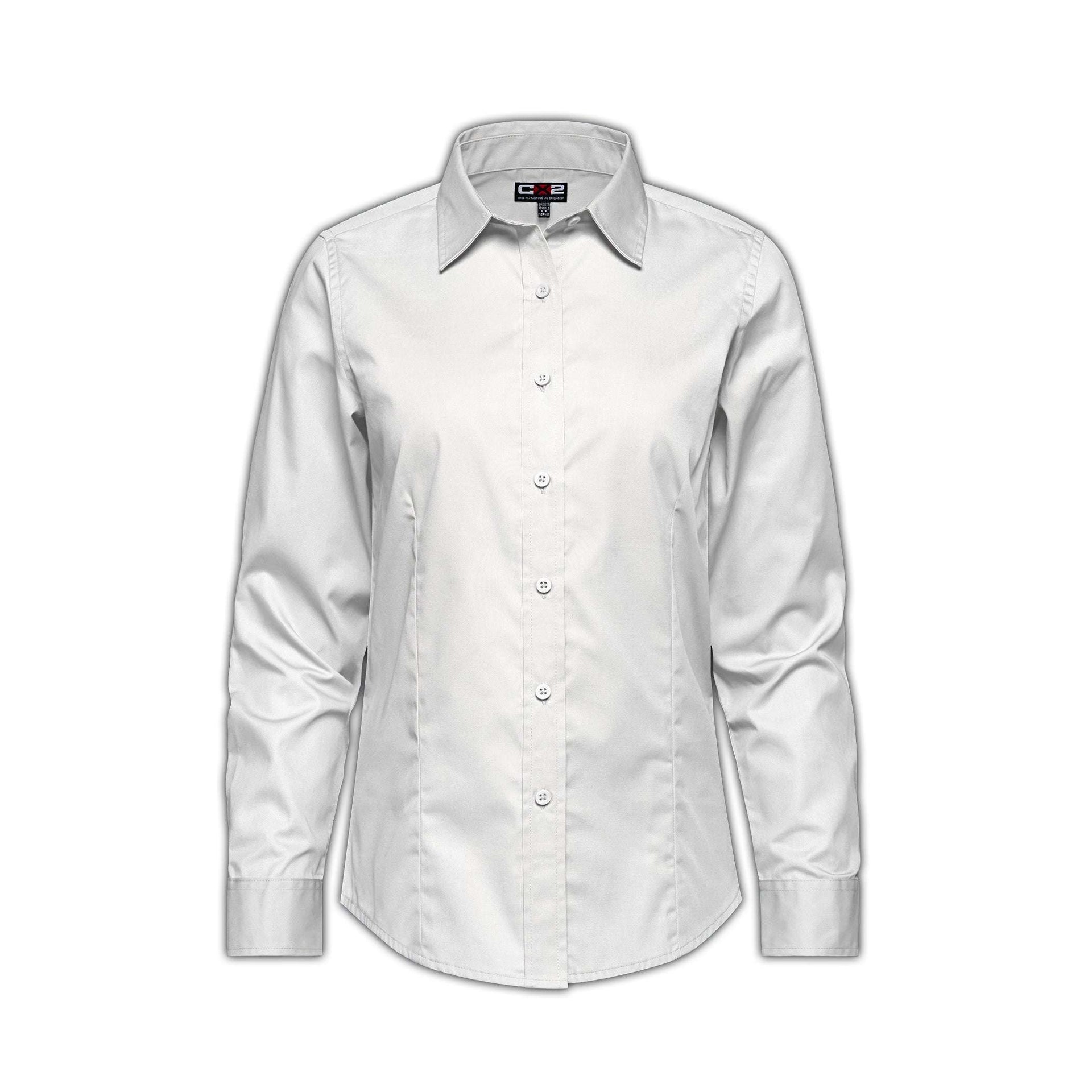 S04601 - Camden - Ladies Poly-Cotton Twill Long Sleeve Easy-Care Shirt White __label:END AUG __label:NEW