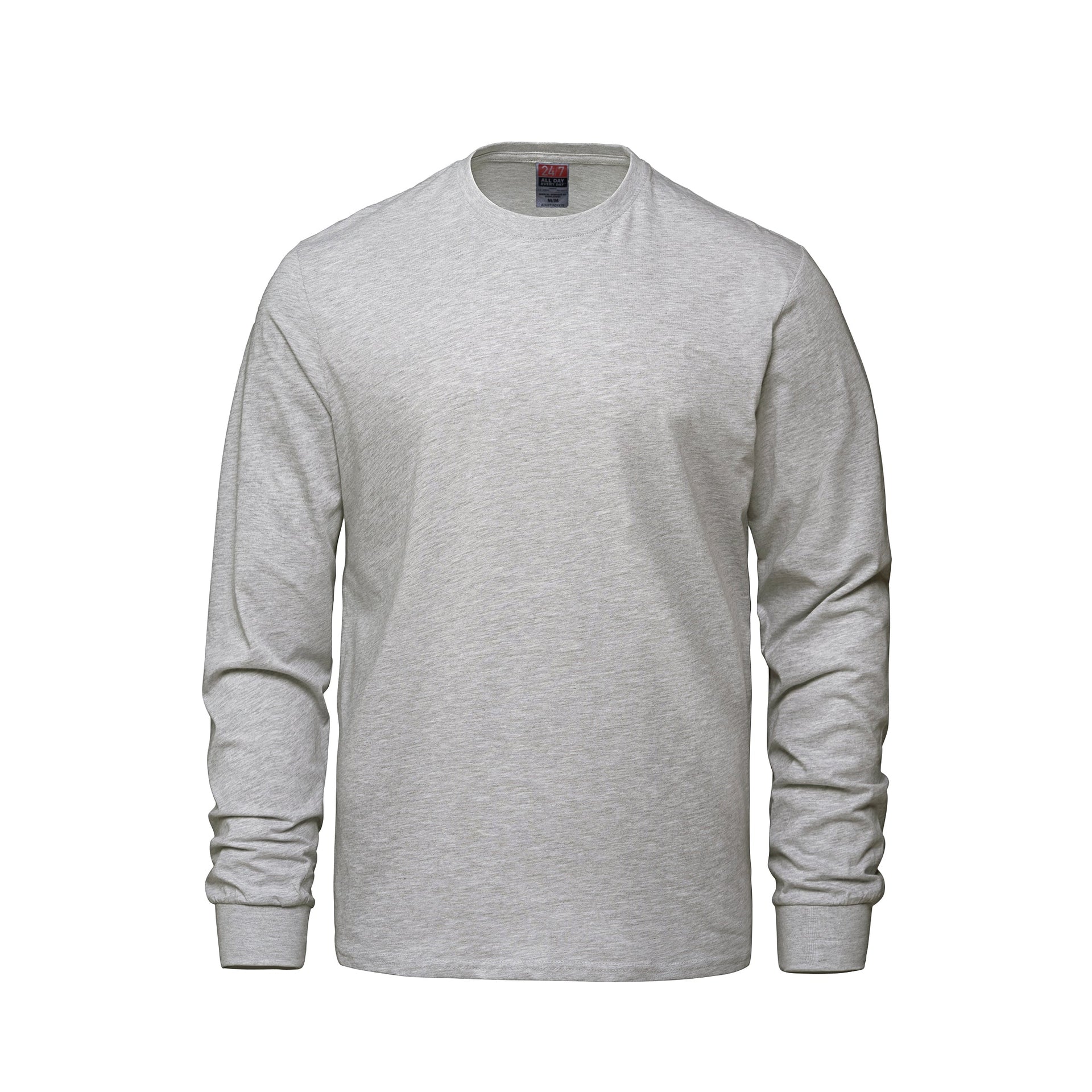 S05615 - Breeze - Adult RING SPUN Combed Cotton Long Sleeve Crewneck T-Shirt Athletic Grey Heather 5615 adult CSW24/7 longsleeve mens