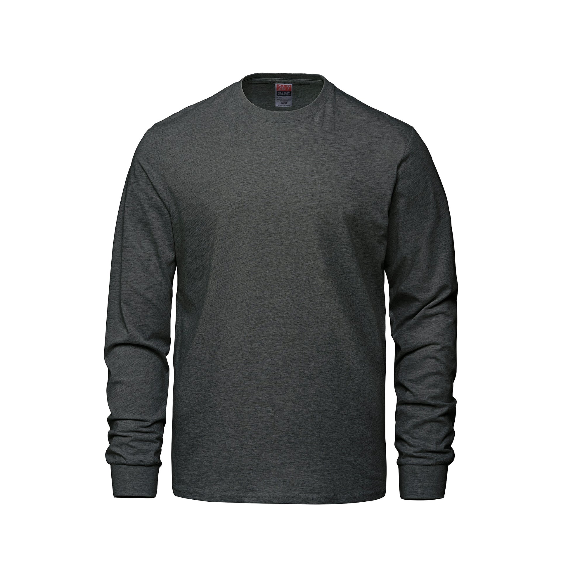 S05615 - Breeze - Adult RING SPUN Combed Cotton Long Sleeve Crewneck T-Shirt Charcoal Heather 5615 adult CSW24/7 longsleeve mens