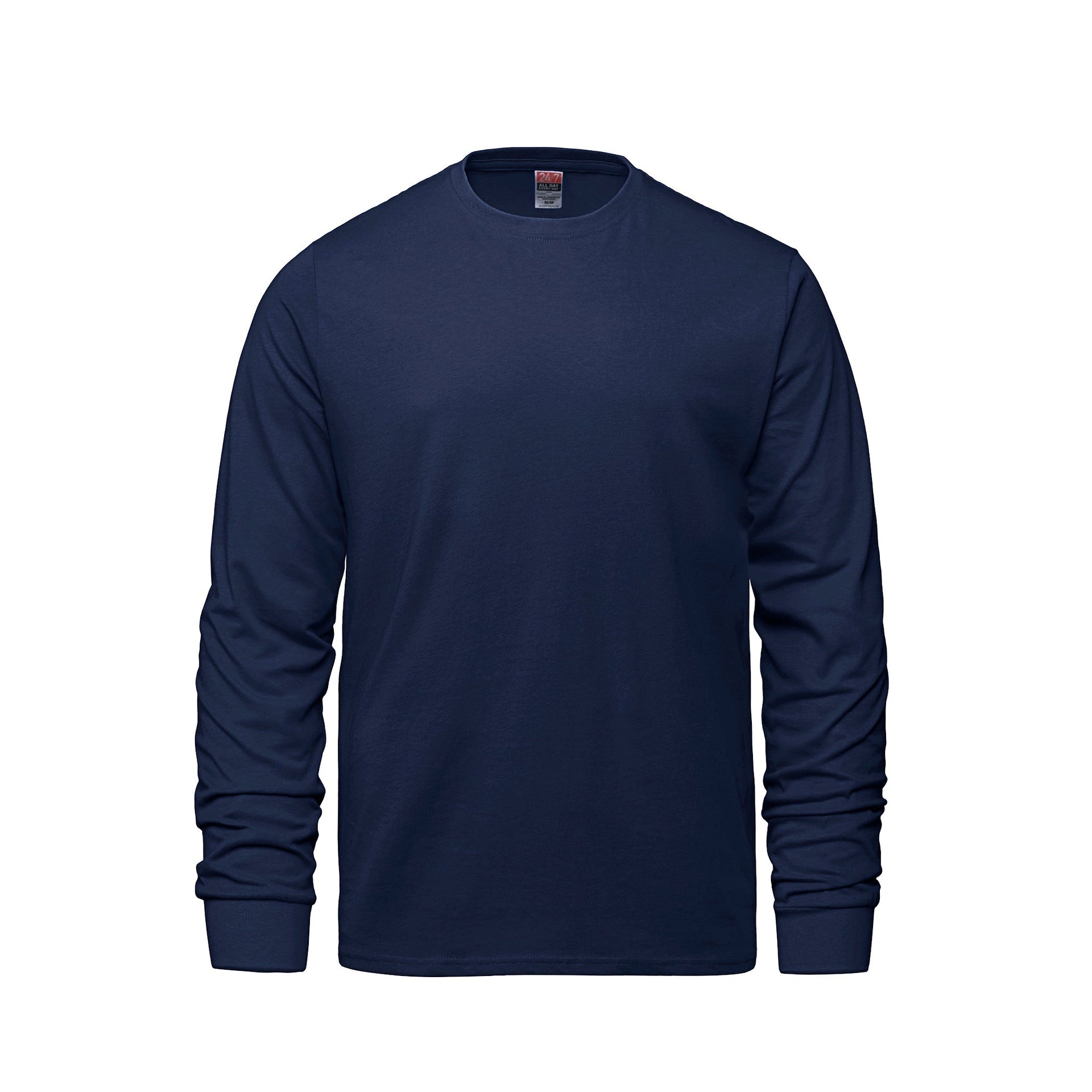 S05615 - Breeze - Adult RING SPUN Combed Cotton Long Sleeve Crewneck T-Shirt Navy 5615 adult CSW24/7 longsleeve mens