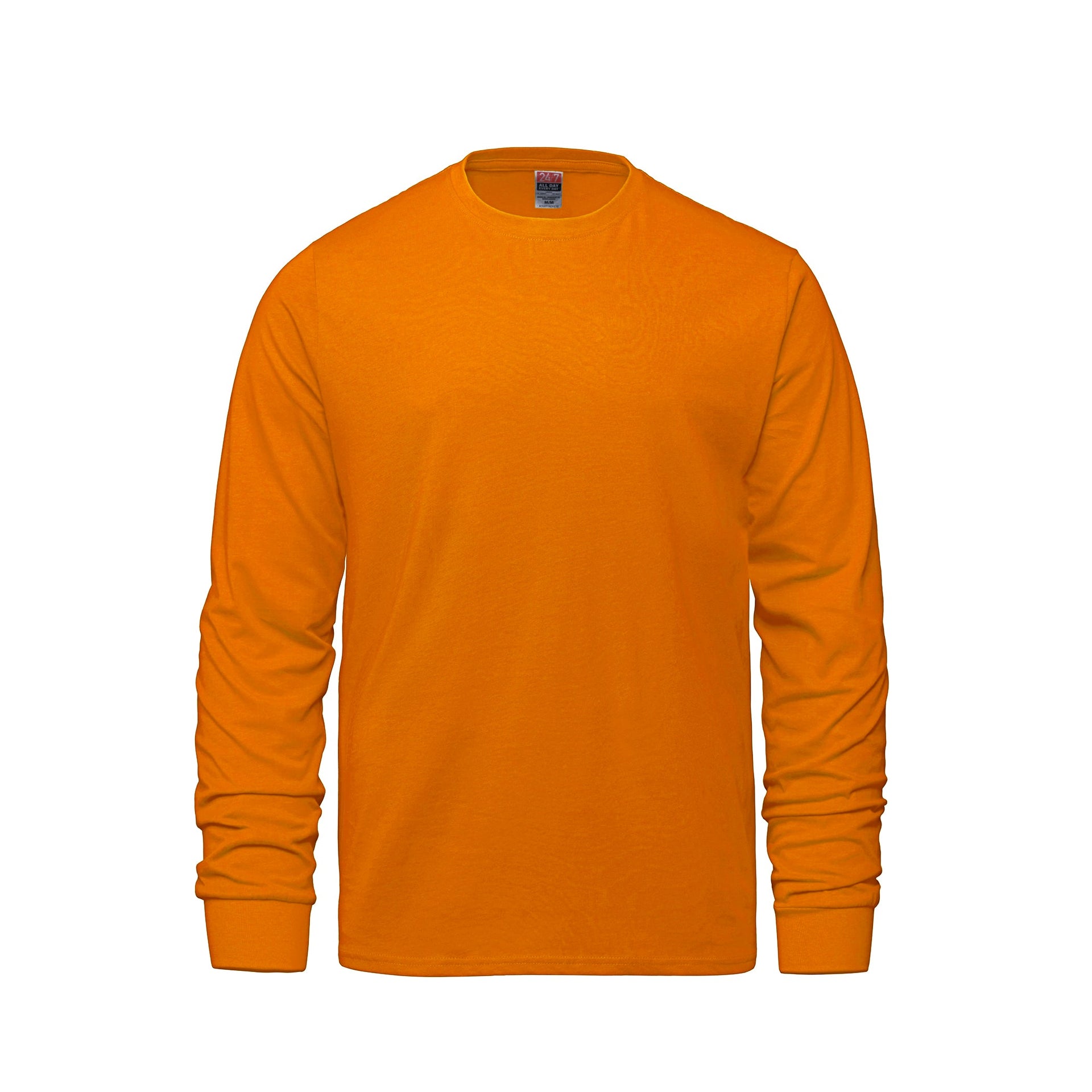 S05615 - Breeze - Adult RING SPUN Combed Cotton Long Sleeve Crewneck T-Shirt Orange 5615 adult CSW24/7 longsleeve mens